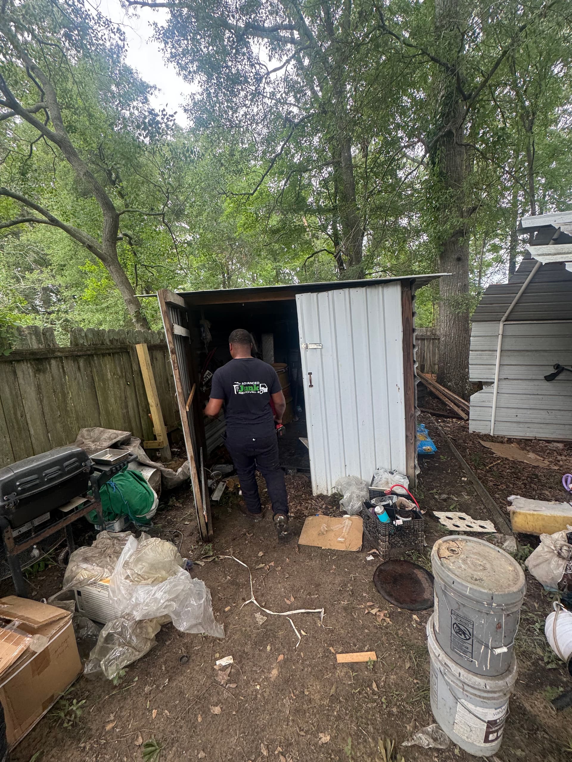 Gallery photos for Damaged Metal Shed Torn Down and Hauled Off in Flowood: Image #1